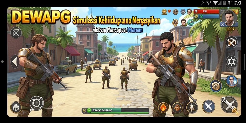 Tangkapan layar gameplay DEWAPG yang menunjukkan aktifitas simulasi kehidupan.