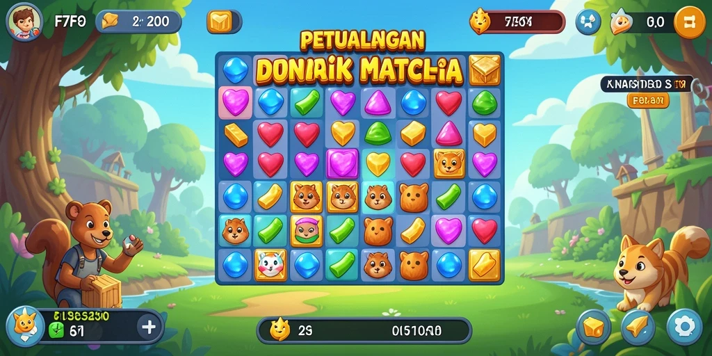 Tampilan gameplay seru dari F7F7 dengan kombinasi Match-3.