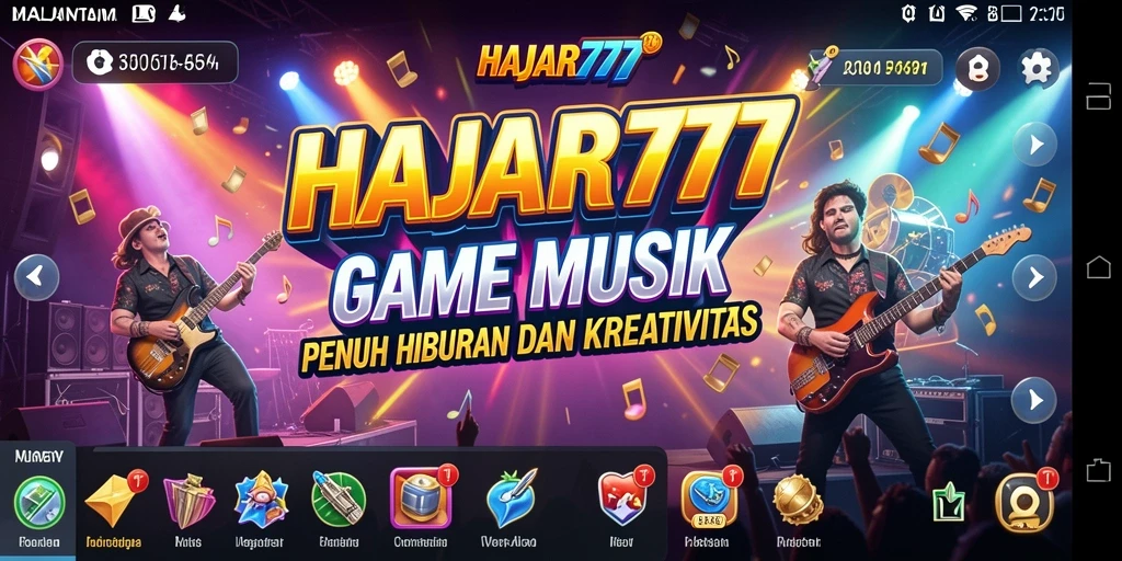 Tampilan menarik gameplay HAJAR777 dengan alat musik interaktif.