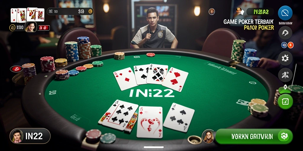 Screenshot IN22 menampilkan aksi seru gameplay Poker yang mengasyikkan.