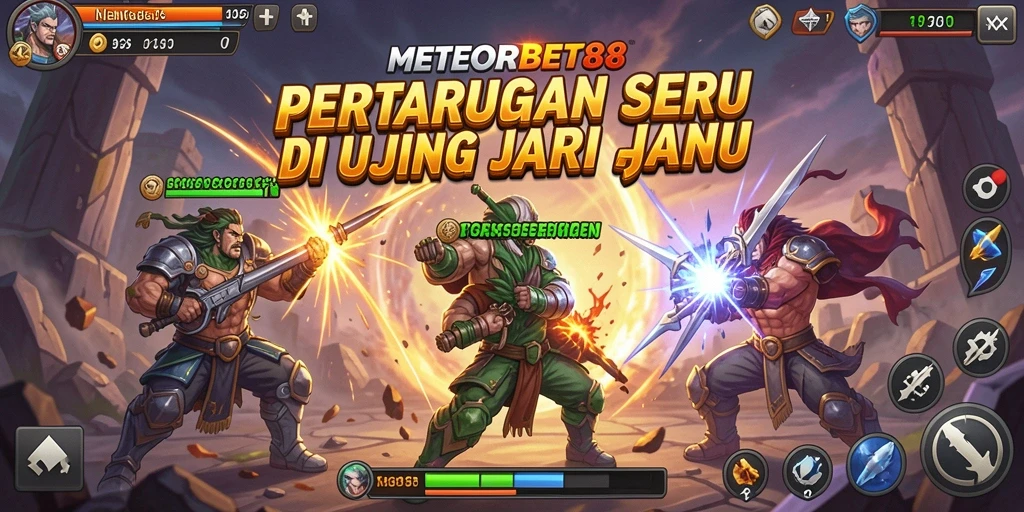 Screenshot gameplay <strong>METEORBET88</strong> menunjukkan aksi bertarung yang mendebarkan.