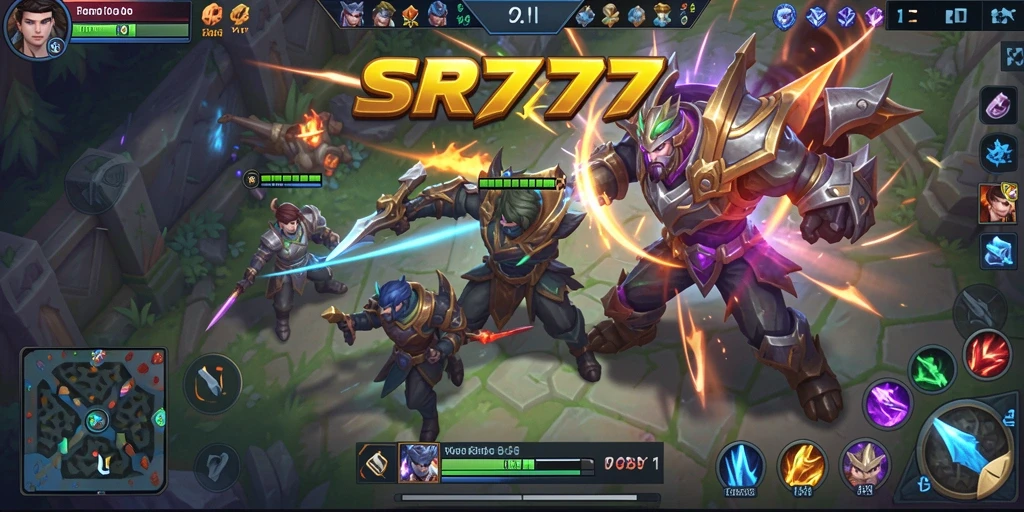 Screenshot gameplay <strong>SR777</strong> yang menampilkan pertarungan seru antara karakter.