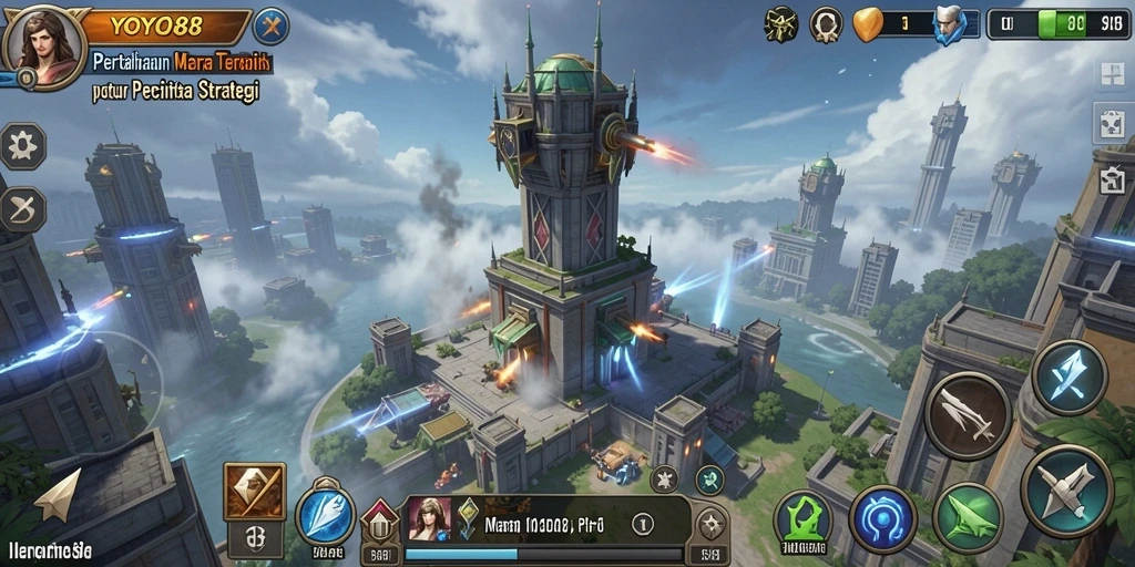Screenshot utama menunjukkan gameplay seru dalam Tower Defense.